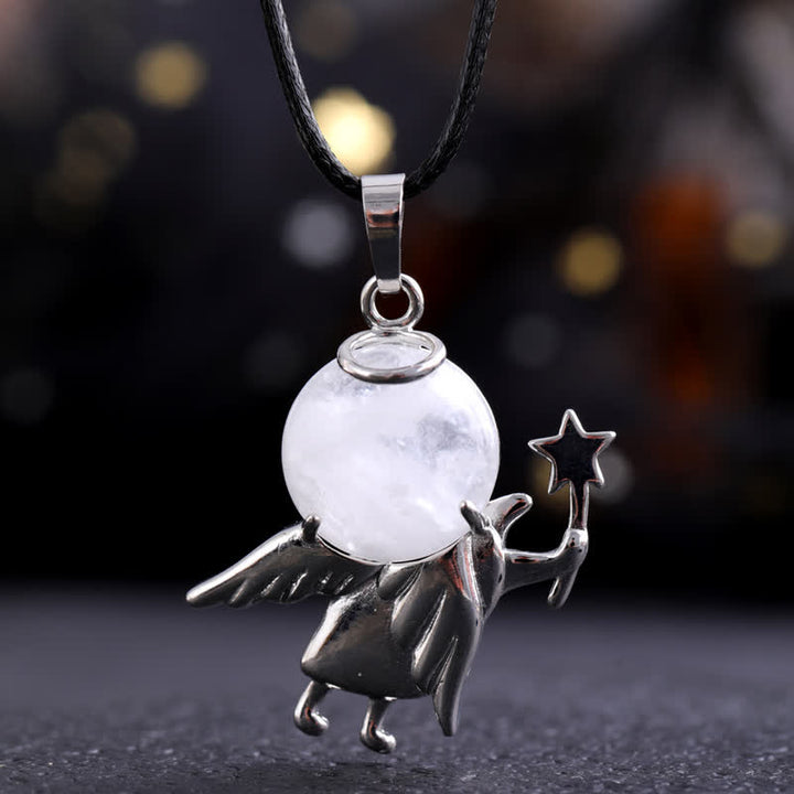 Collana con ciondolo angelo magico in pietra naturale Olivenorma 