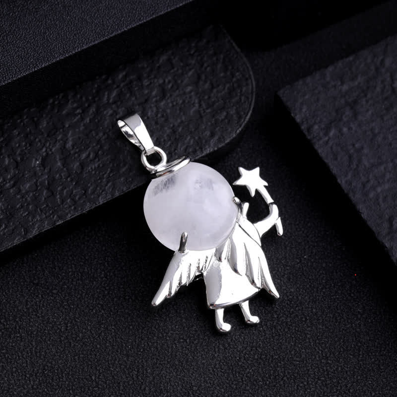 Collana con ciondolo angelo magico in pietra naturale Olivenorma 