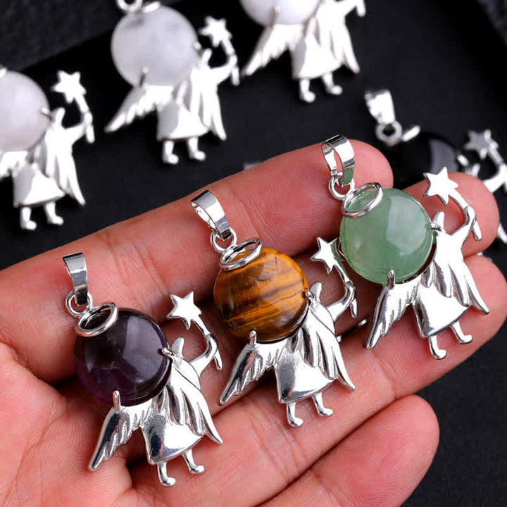 Collana con ciondolo angelo magico in pietra naturale Olivenorma 