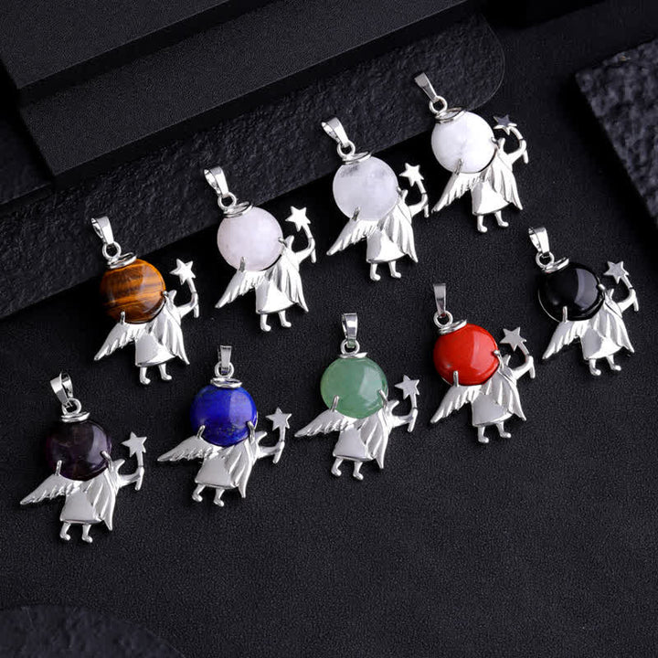 Collana con ciondolo angelo magico in pietra naturale Olivenorma 