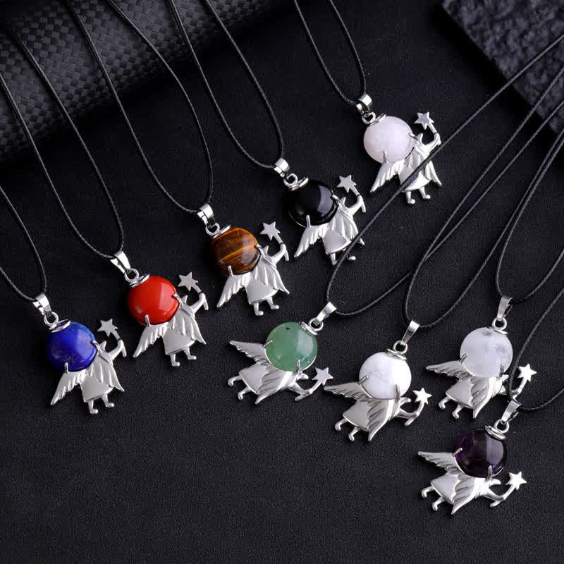 Collana con ciondolo angelo magico in pietra naturale Olivenorma 