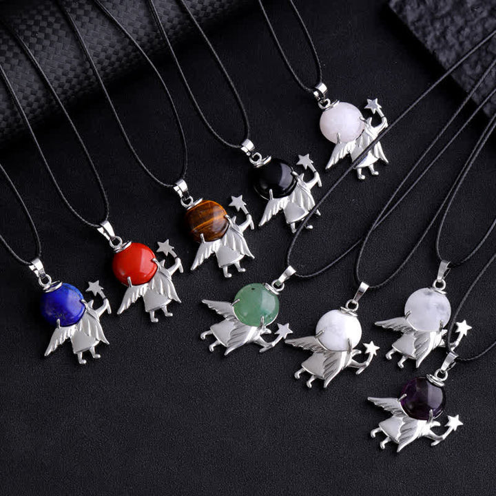 Collana con ciondolo angelo magico in pietra naturale Olivenorma 