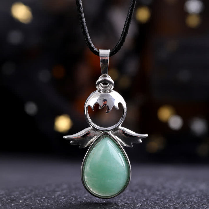 Collana con ciondolo a forma di goccia di cristallo con ali d'angelo Olivenorma