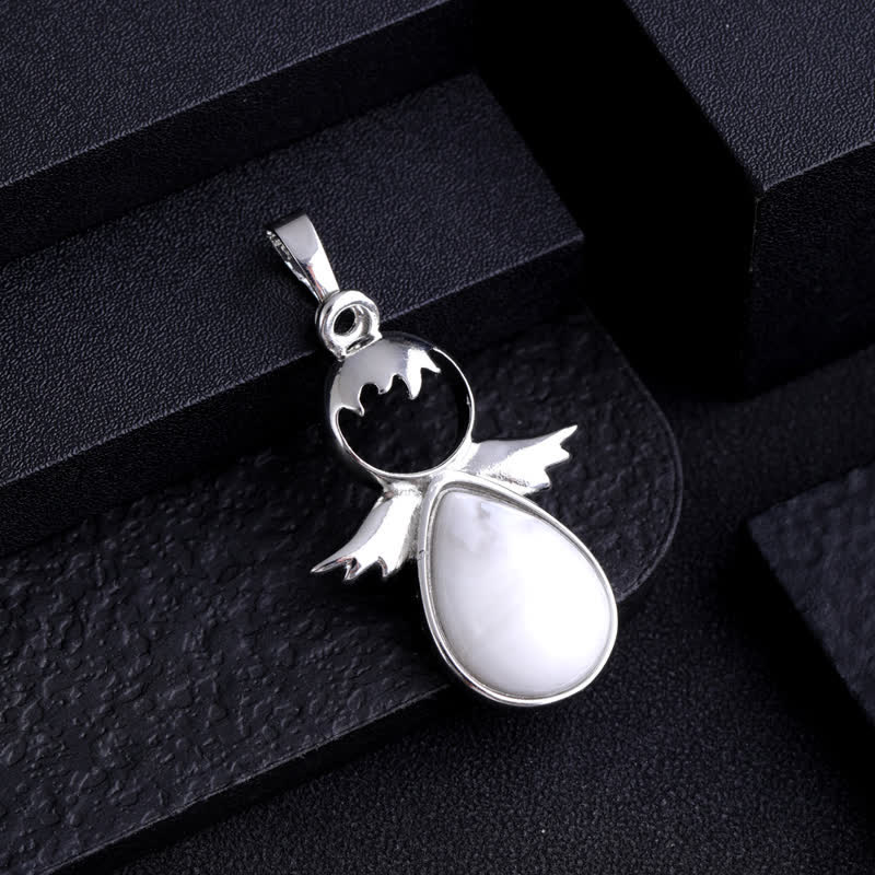 Collana con ciondolo a forma di goccia di cristallo con ali d'angelo Olivenorma