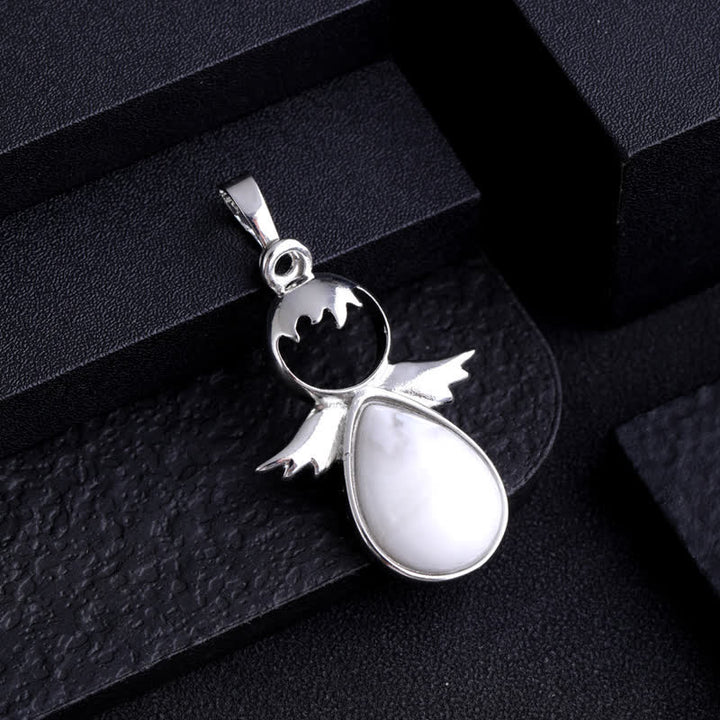 Collana con ciondolo a forma di goccia di cristallo con ali d'angelo Olivenorma