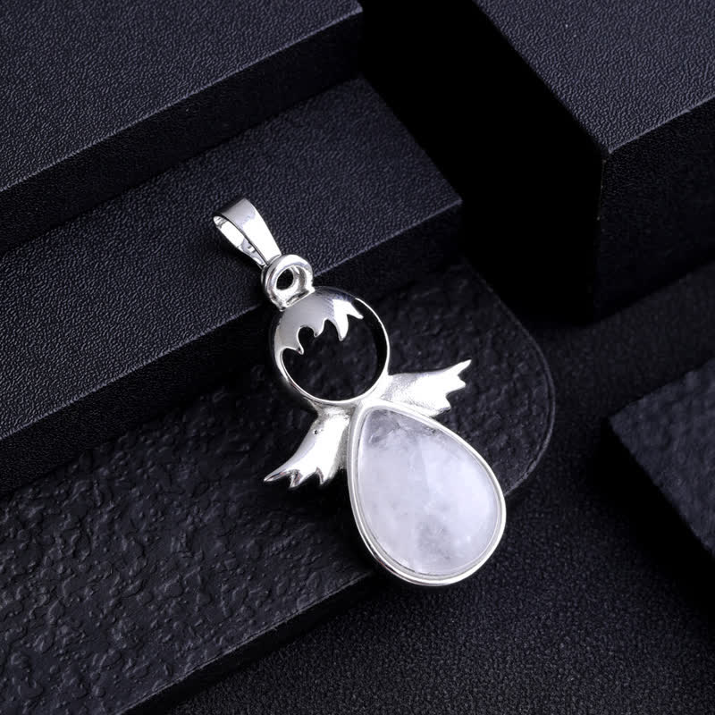 Collana con ciondolo a forma di goccia di cristallo con ali d'angelo Olivenorma