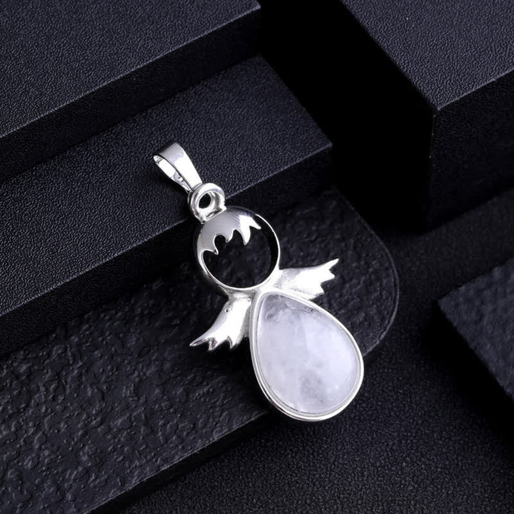 Collana con ciondolo a forma di goccia di cristallo con ali d'angelo Olivenorma