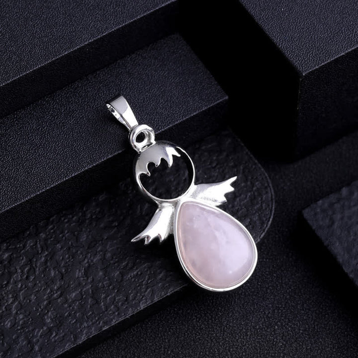 Collana con ciondolo a forma di goccia di cristallo con ali d'angelo Olivenorma