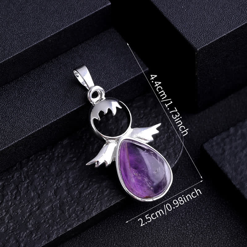Collana con ciondolo a forma di goccia di cristallo con ali d'angelo Olivenorma