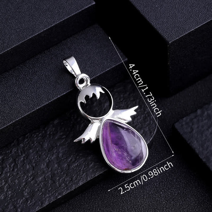 Collana con ciondolo a forma di goccia di cristallo con ali d'angelo Olivenorma