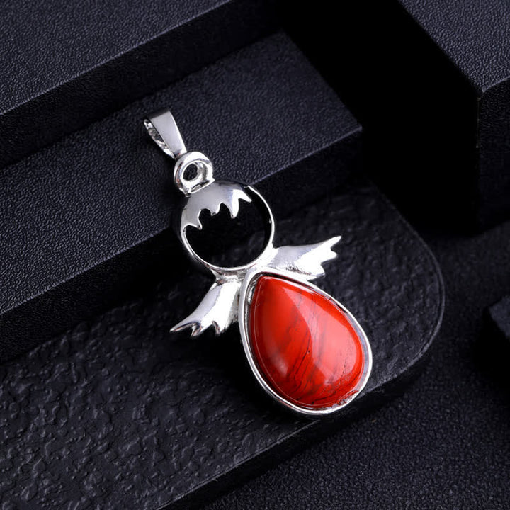 Collana con ciondolo a forma di goccia di cristallo con ali d'angelo Olivenorma