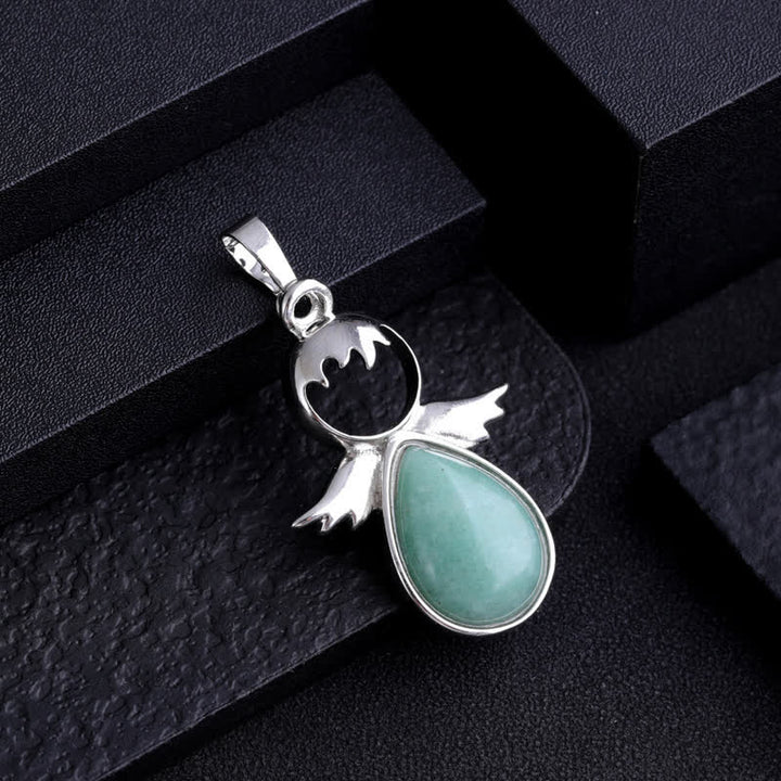 Collana con ciondolo a forma di goccia di cristallo con ali d'angelo Olivenorma