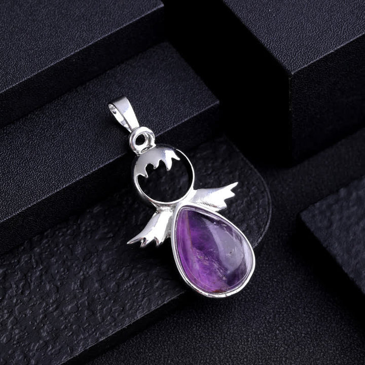 Collana con ciondolo a forma di goccia di cristallo con ali d'angelo Olivenorma