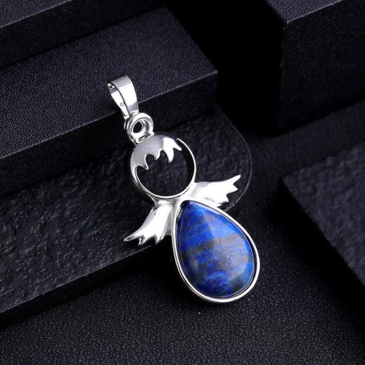 Collana con ciondolo a forma di goccia di cristallo con ali d'angelo Olivenorma