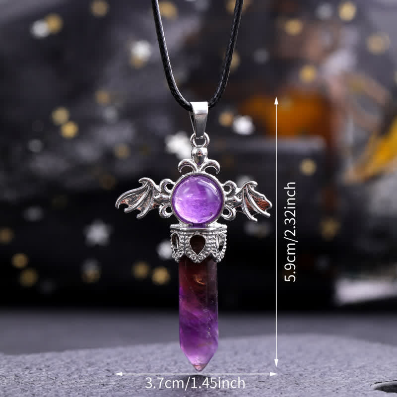 Collana con ciondolo a forma di ali di angelo e diavolo in pietra naturale Olivenorma 