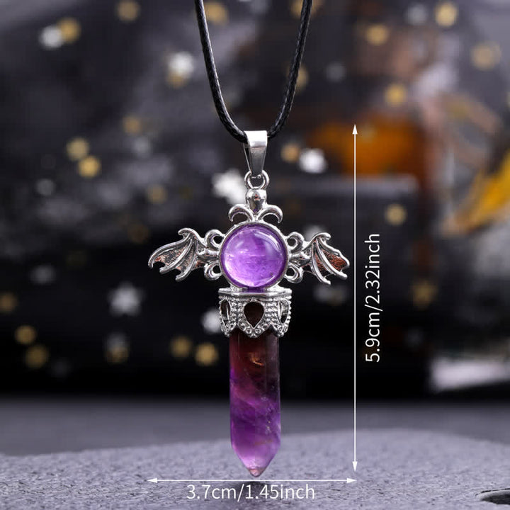 Collana con ciondolo a forma di ali di angelo e diavolo in pietra naturale Olivenorma 