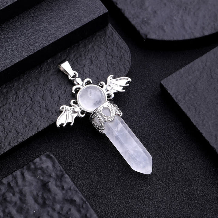 Collana con ciondolo a forma di ali di angelo e diavolo in pietra naturale Olivenorma 