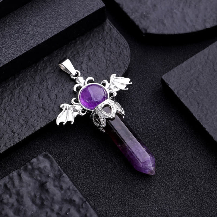 Collana con ciondolo a forma di ali di angelo e diavolo in pietra naturale Olivenorma 