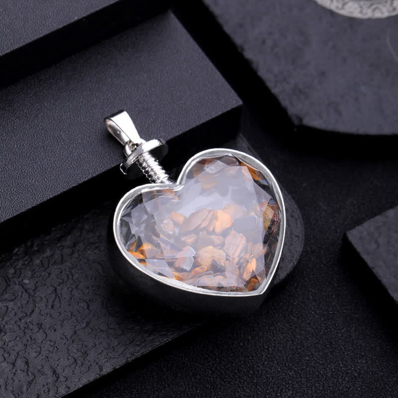 Collana con ciondolo a forma di cuore in ghiaia colorata naturale Olivenorma 
