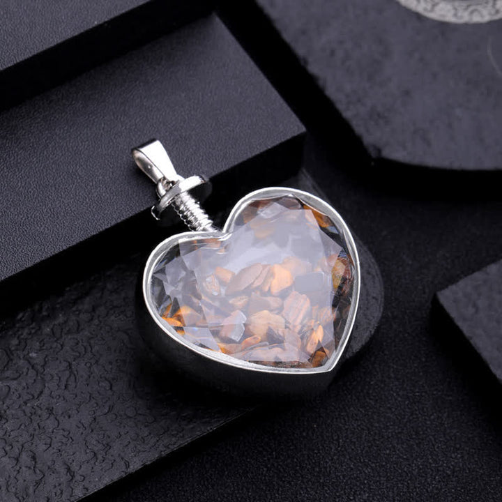 Collana con ciondolo a forma di cuore in ghiaia colorata naturale Olivenorma 