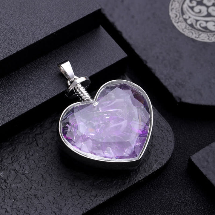 Collana con ciondolo a forma di cuore in ghiaia colorata naturale Olivenorma 