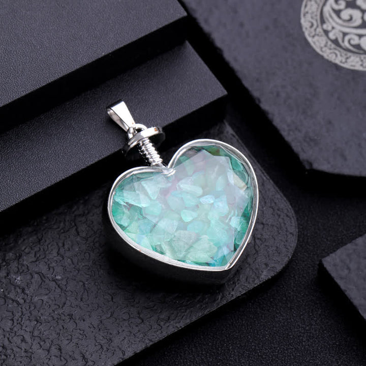 Collana con ciondolo a forma di cuore in ghiaia colorata naturale Olivenorma 
