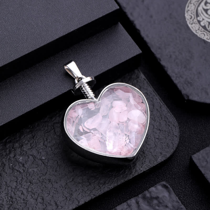 Collana con ciondolo a forma di cuore in ghiaia colorata naturale Olivenorma 