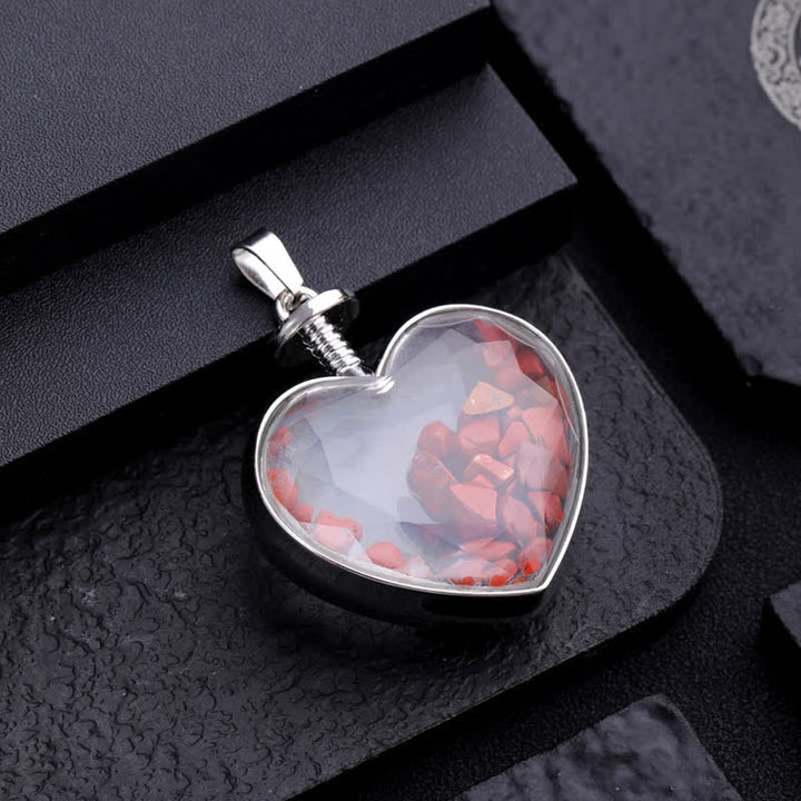 Collana con ciondolo a forma di cuore in ghiaia colorata naturale Olivenorma 