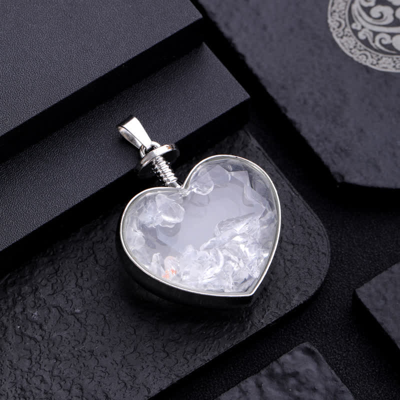 Collana con ciondolo a forma di cuore in ghiaia colorata naturale Olivenorma 
