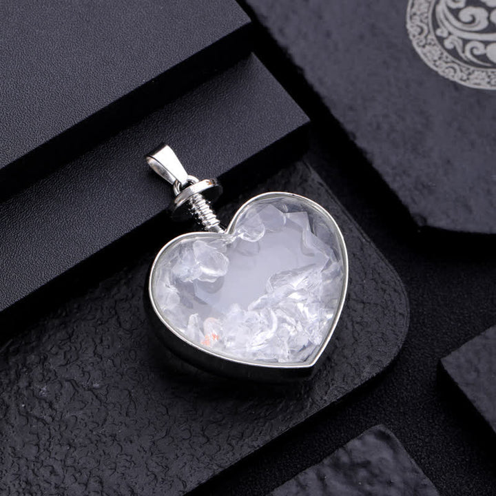 Collana con ciondolo a forma di cuore in ghiaia colorata naturale Olivenorma 