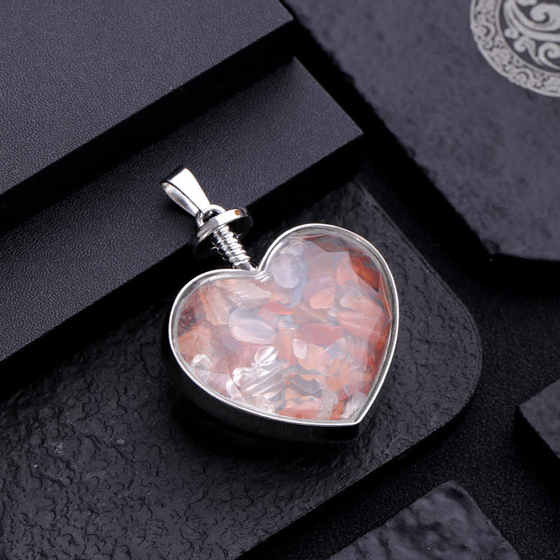 Collana con ciondolo a forma di cuore in ghiaia colorata naturale Olivenorma 