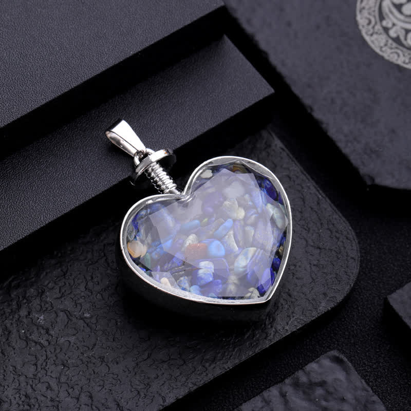 Collana con ciondolo a forma di cuore in ghiaia colorata naturale Olivenorma 