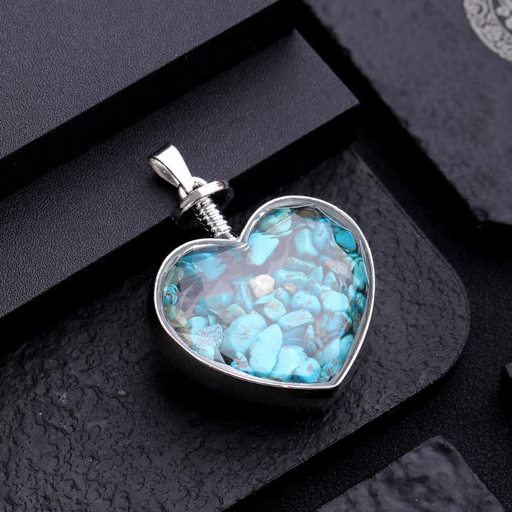 Collana con ciondolo a forma di cuore in ghiaia colorata naturale Olivenorma 