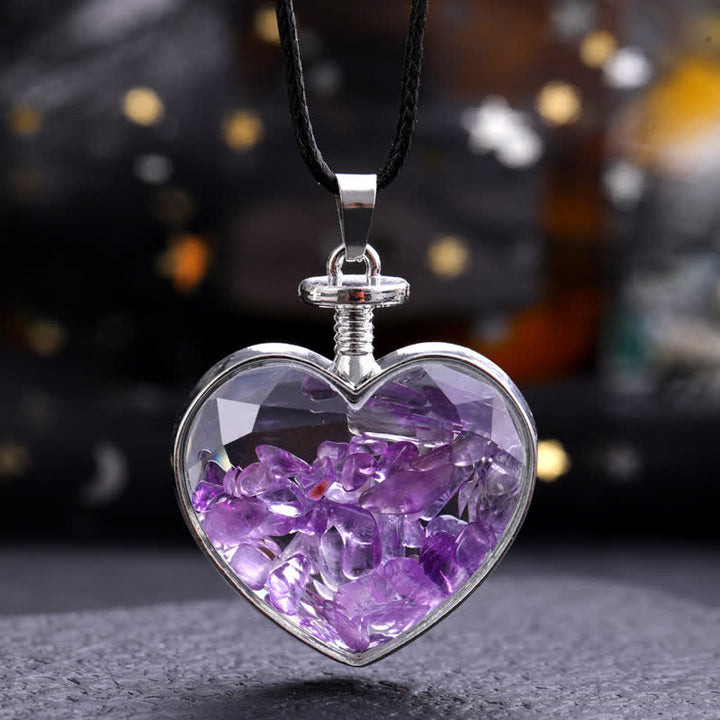 Collana con ciondolo a forma di cuore in ghiaia colorata naturale Olivenorma 