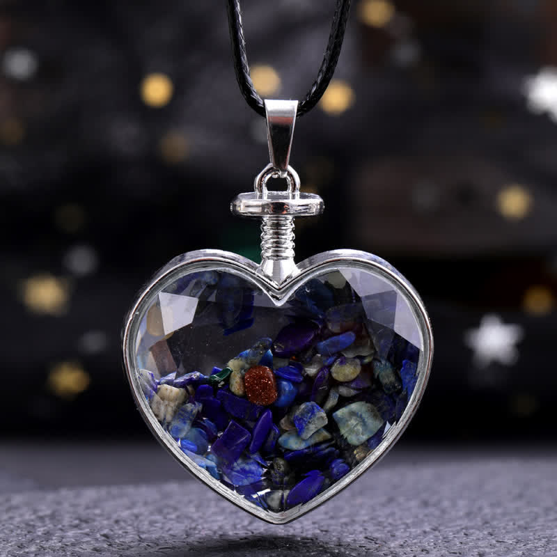 Collana con ciondolo a forma di cuore in ghiaia colorata naturale Olivenorma 