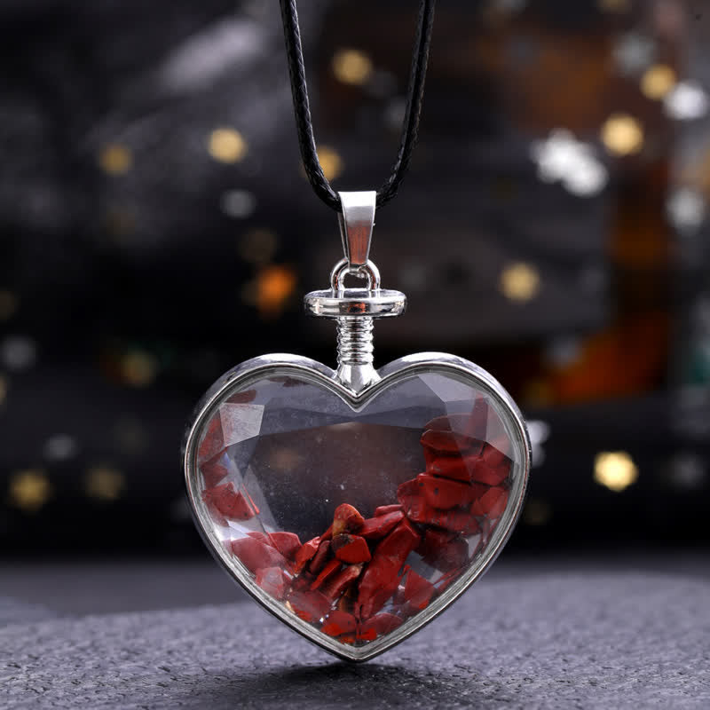 Collana con ciondolo a forma di cuore in ghiaia colorata naturale Olivenorma 