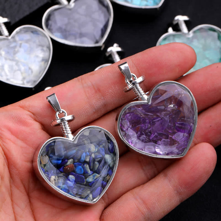 Collana con ciondolo a forma di cuore in ghiaia colorata naturale Olivenorma 