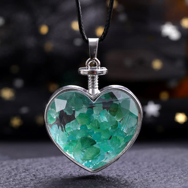 Collana con ciondolo a forma di cuore in ghiaia colorata naturale Olivenorma 
