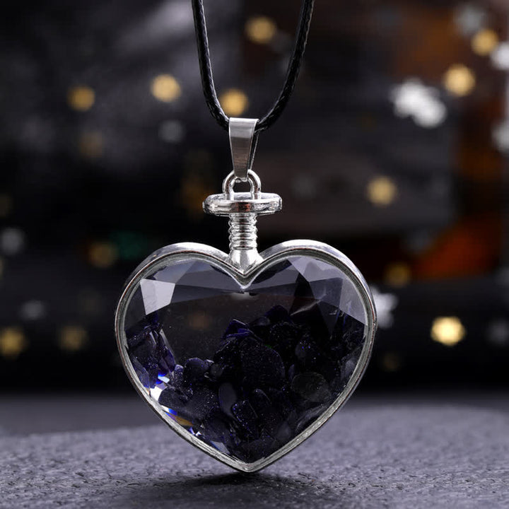 Collana con ciondolo a forma di cuore in ghiaia colorata naturale Olivenorma 