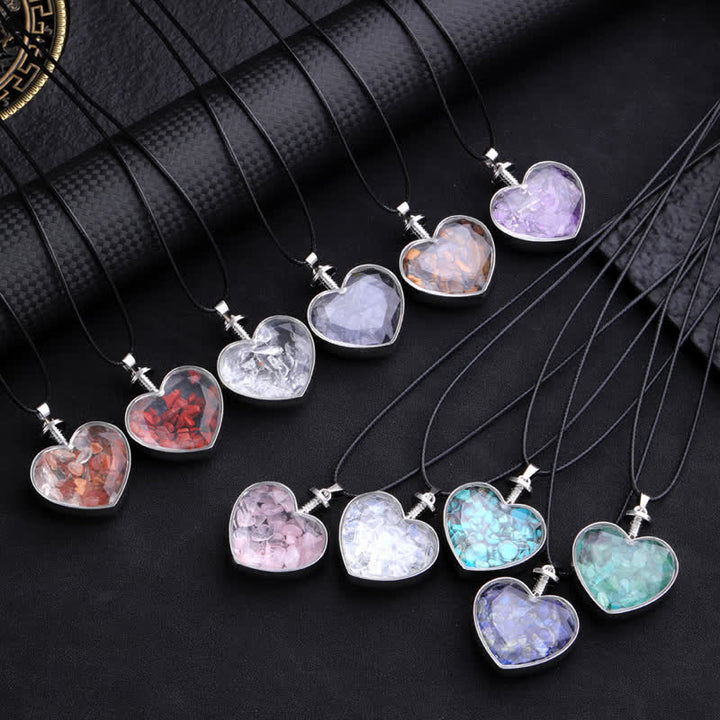 Collana con ciondolo a forma di cuore in ghiaia colorata naturale Olivenorma 
