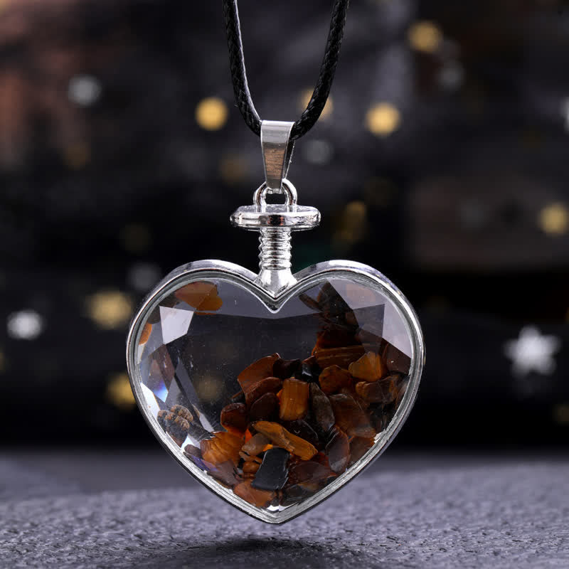 Collana con ciondolo a forma di cuore in ghiaia colorata naturale Olivenorma 