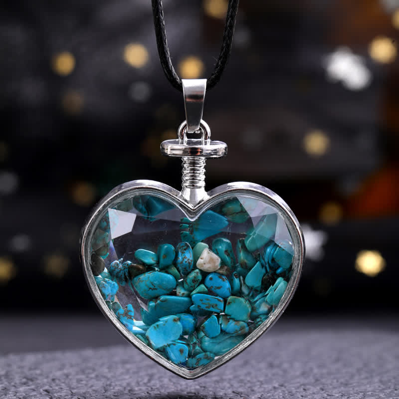 Collana con ciondolo a forma di cuore in ghiaia colorata naturale Olivenorma 