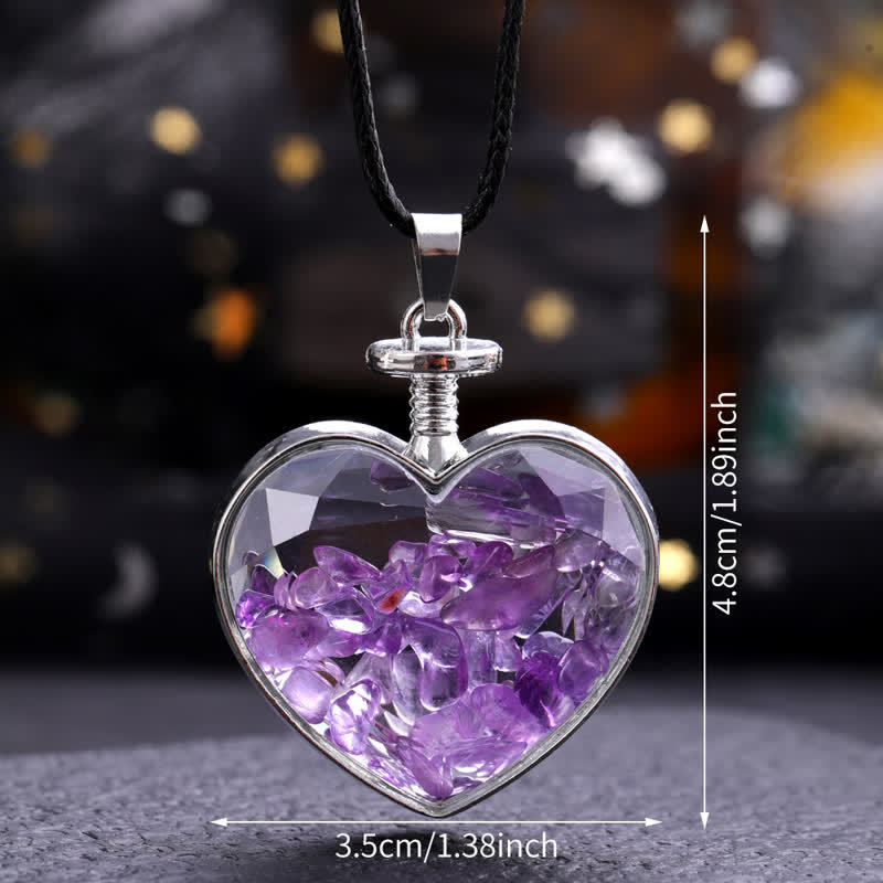 Collana con ciondolo a forma di cuore in ghiaia colorata naturale Olivenorma 