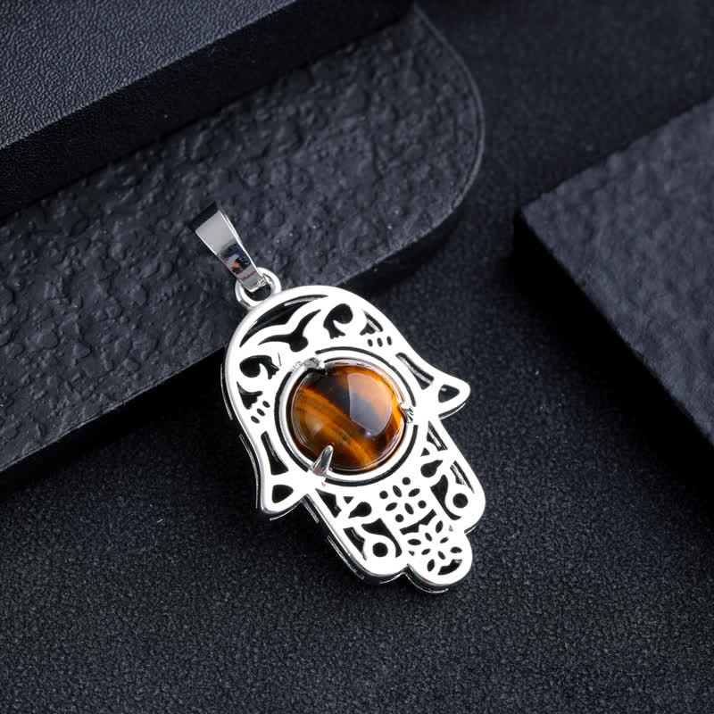 Collana con ciondolo simbolo Hamsa in pietra naturale Olivenorma