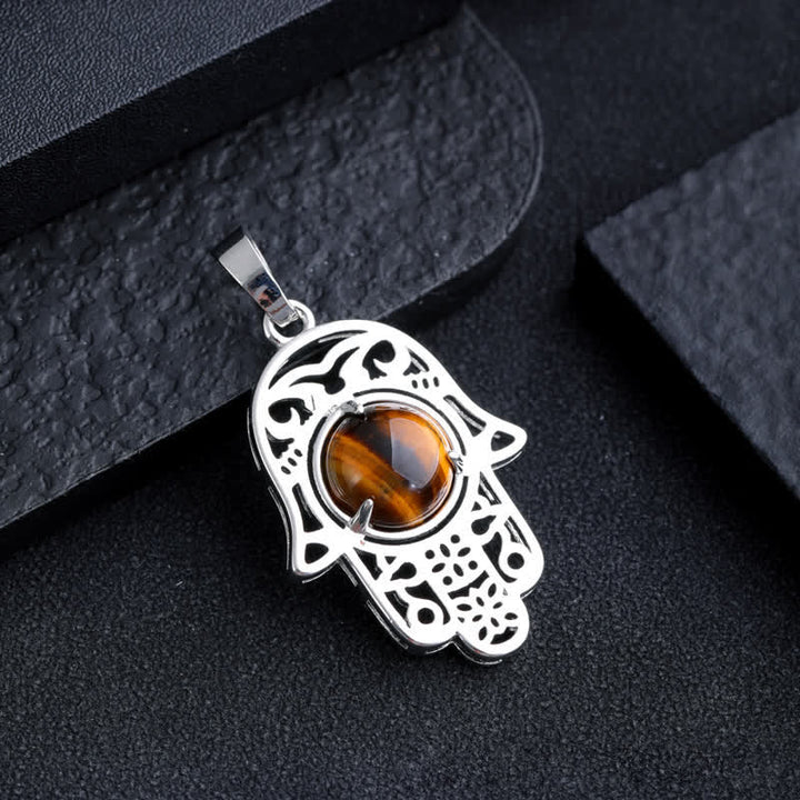 Collana con ciondolo simbolo Hamsa in pietra naturale Olivenorma