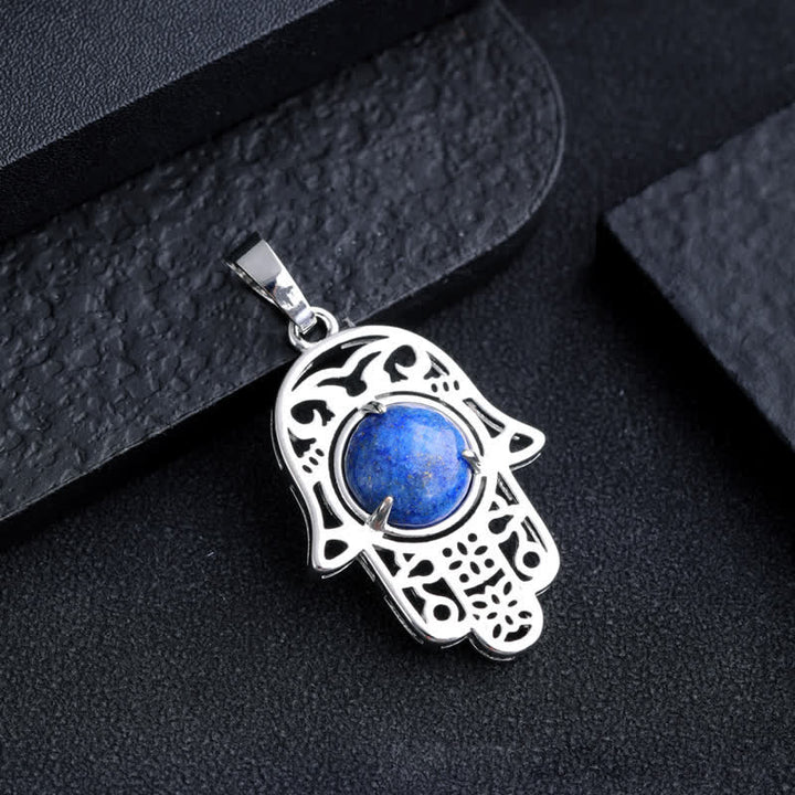 Collana con ciondolo simbolo Hamsa in pietra naturale Olivenorma