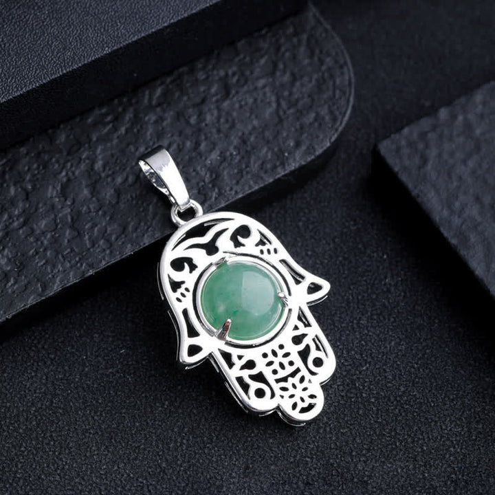 Collana con ciondolo simbolo Hamsa in pietra naturale Olivenorma