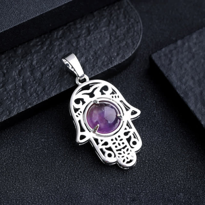 Collana con ciondolo simbolo Hamsa in pietra naturale Olivenorma
