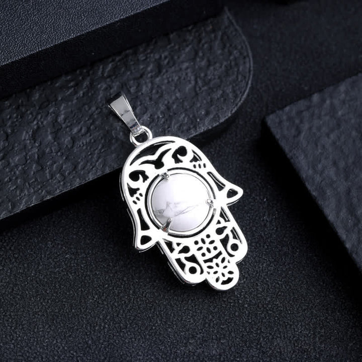 Collana con ciondolo simbolo Hamsa in pietra naturale Olivenorma