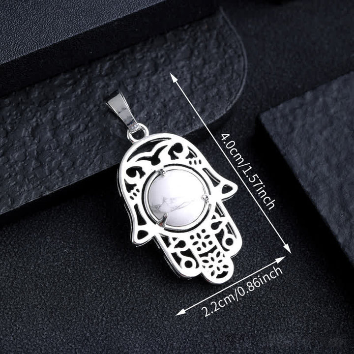 Collana con ciondolo simbolo Hamsa in pietra naturale Olivenorma